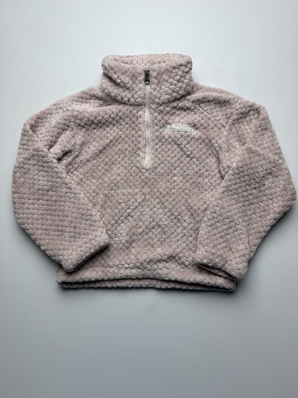 Columbia Fleece Jacket Youth XS 6/6X Pink 1/4 Zip Plush Pullover Winter
